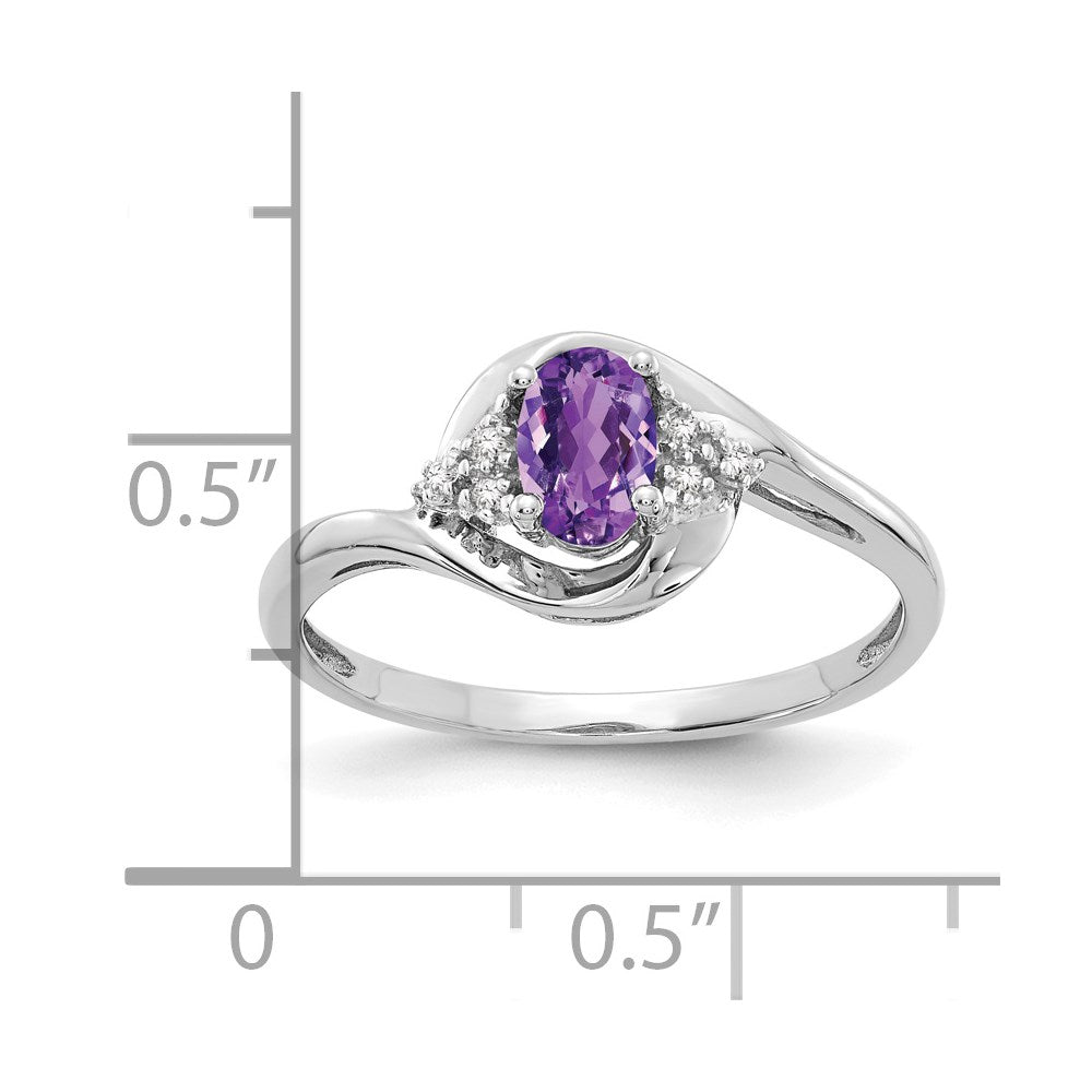 14k White Gold Amethyst and Diamond Ring