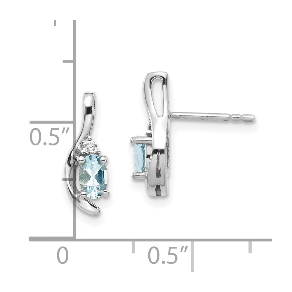 14k White Gold Aquamarine and Diamond Post Earrings