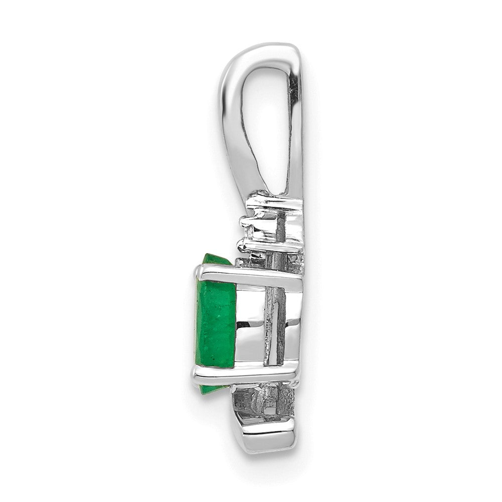 14k White Gold Emerald and Diamond Pendant