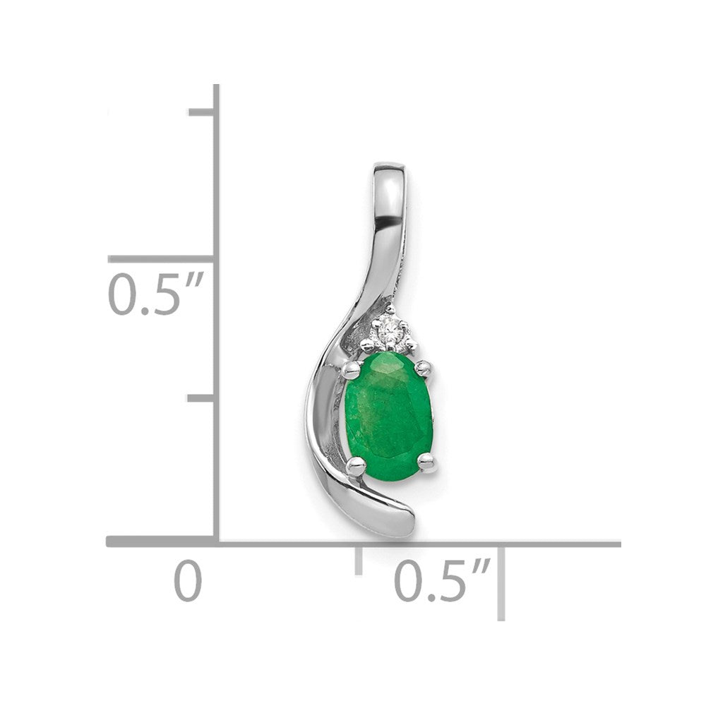 14k White Gold Emerald and Diamond Pendant