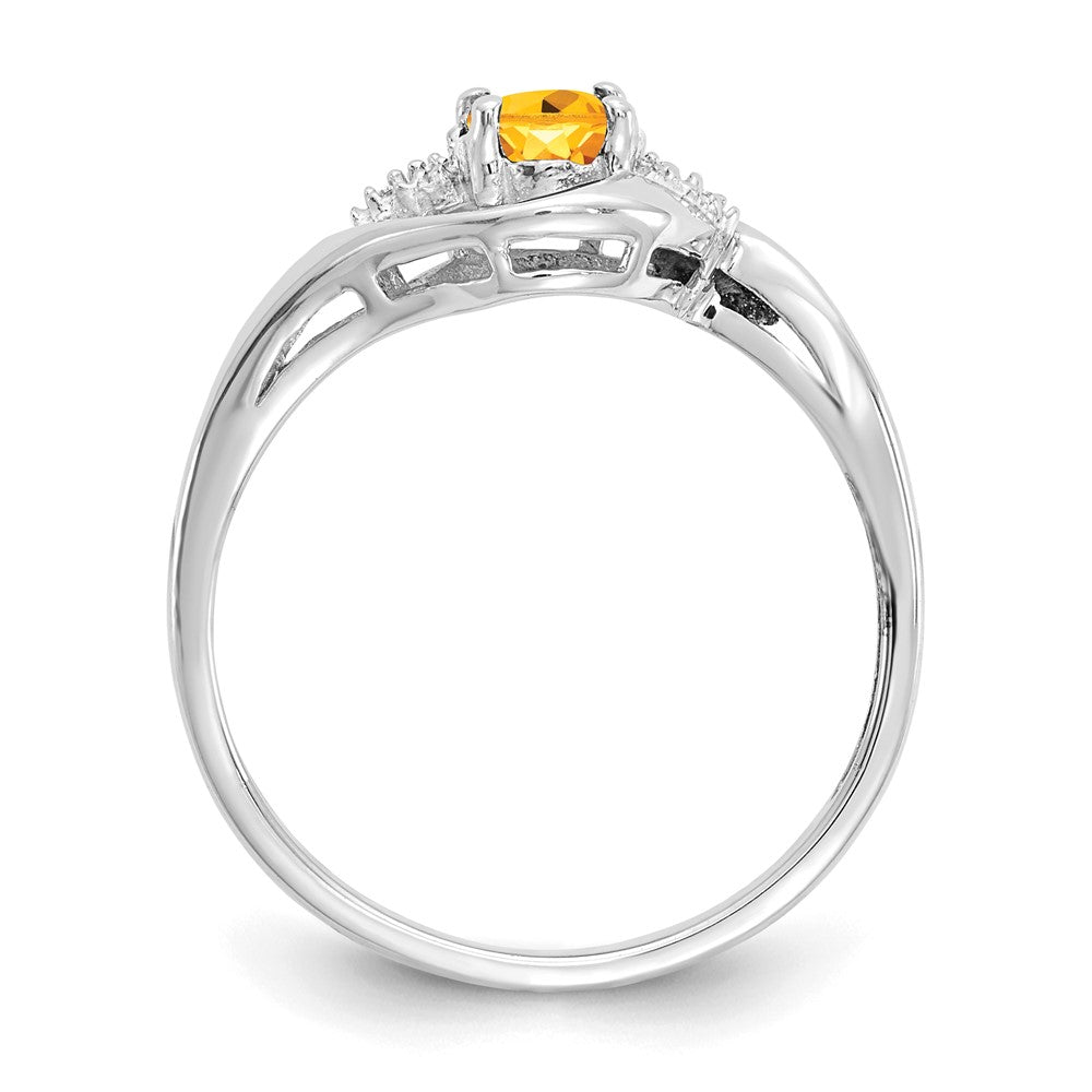14k White Gold Citrine and Diamond Ring