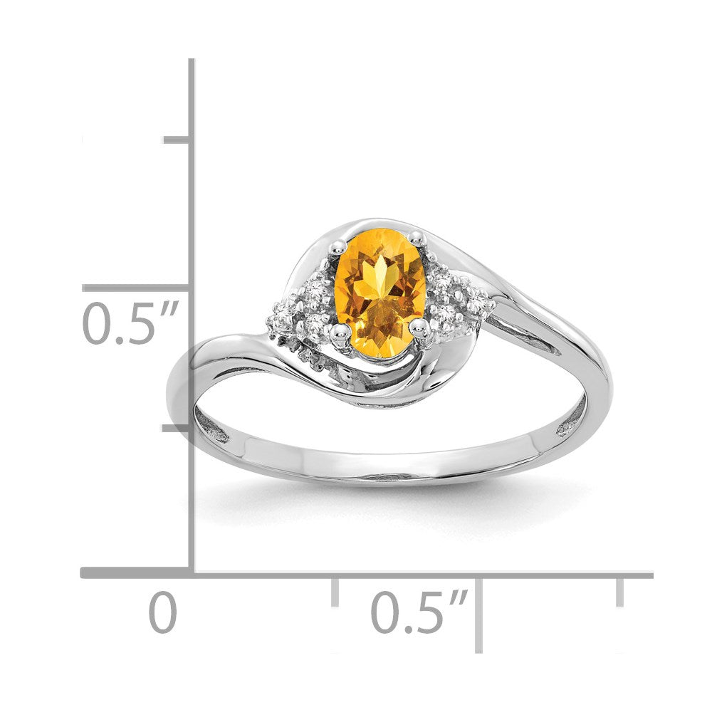 14k White Gold Citrine and Diamond Ring