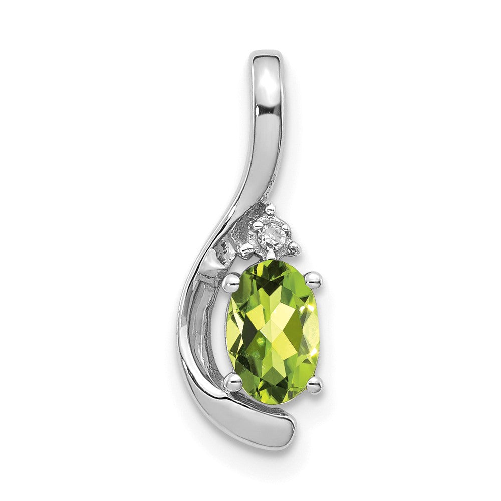 14k White Gold Peridot and Diamond Pendant