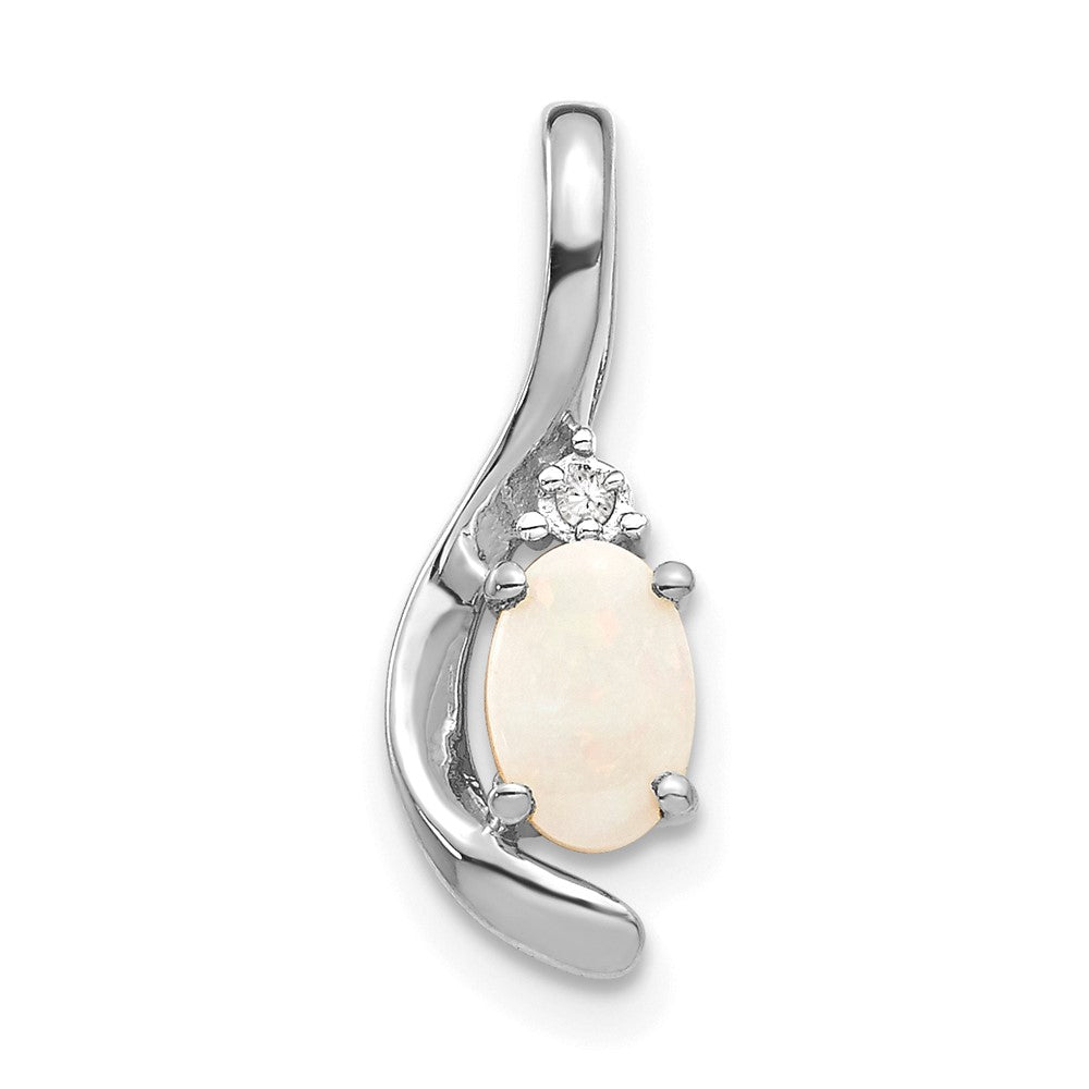 14k White Gold Opal and Diamond Pendant