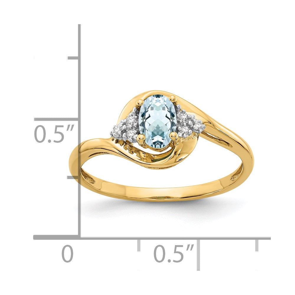14k Aquamarine and Diamond Ring