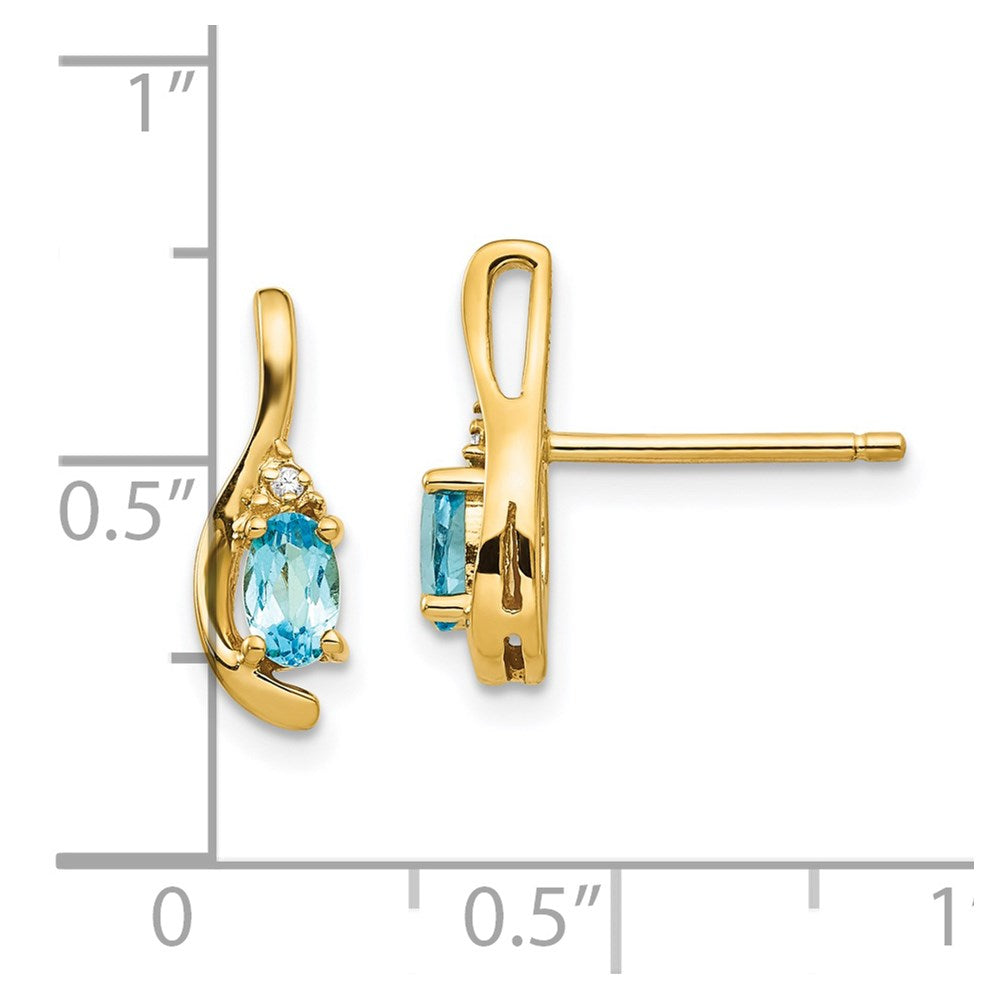 14k Blue Topaz and Diamond Post Earrings