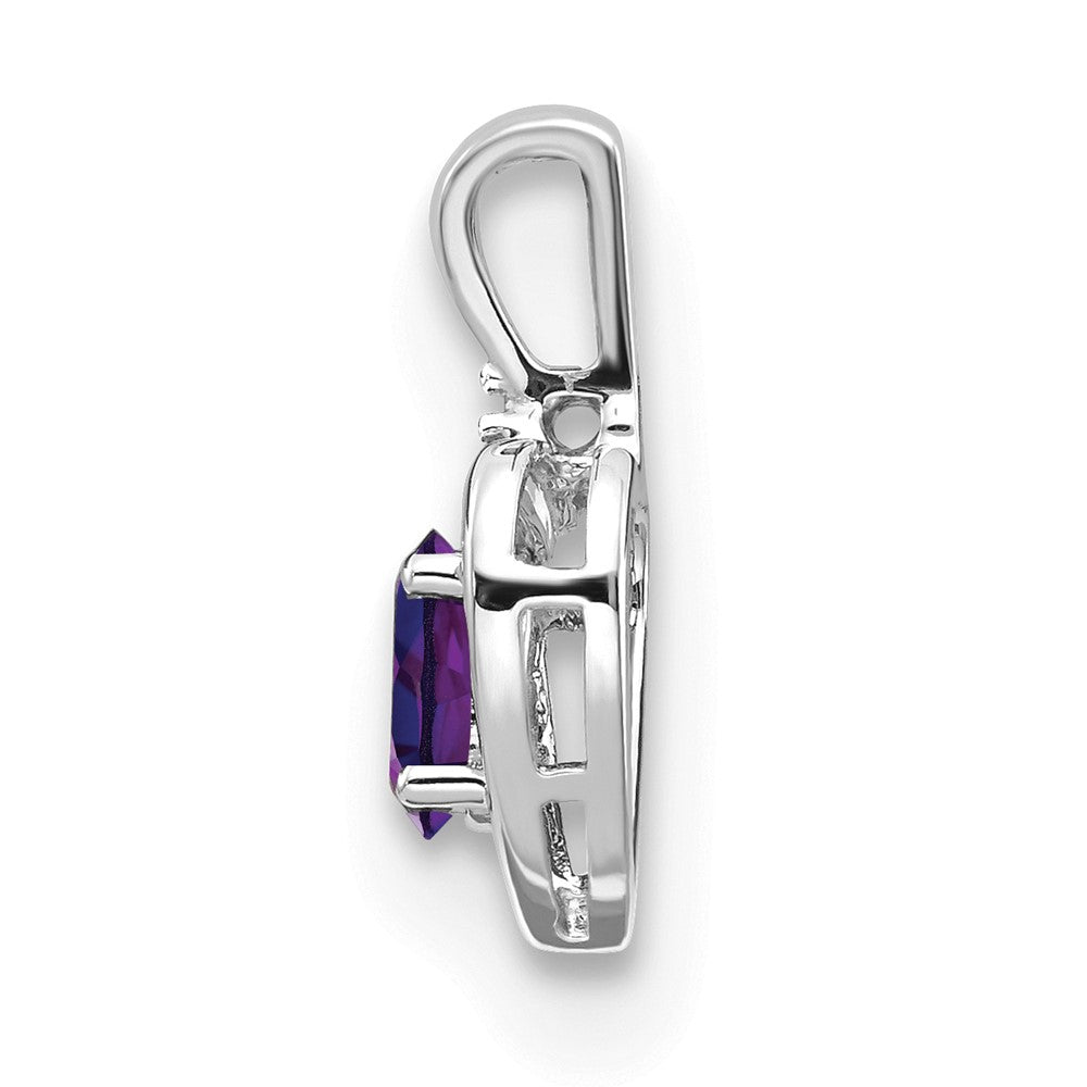 14k White Gold Amethyst and Diamond Heart Pendant