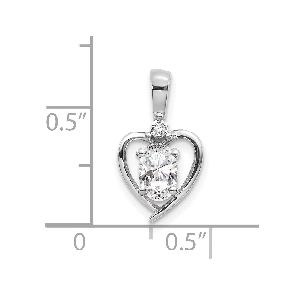 14k White Gold White Topaz and Diamond Heart Pendant