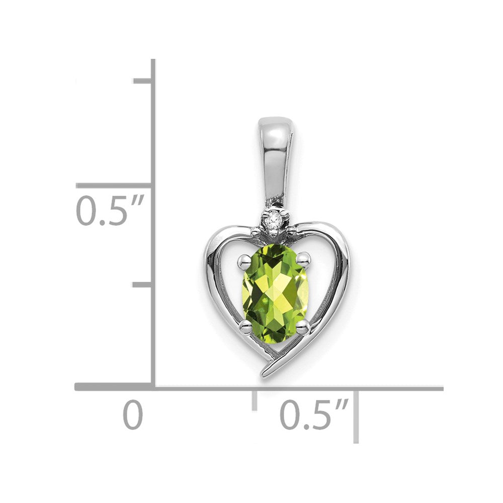14k White Gold Peridot and Diamond Heart Pendant