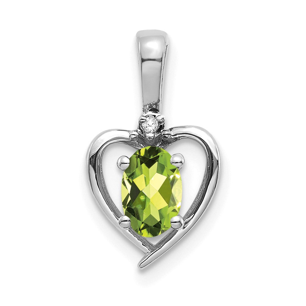 14k White Gold Peridot and Diamond Heart Pendant