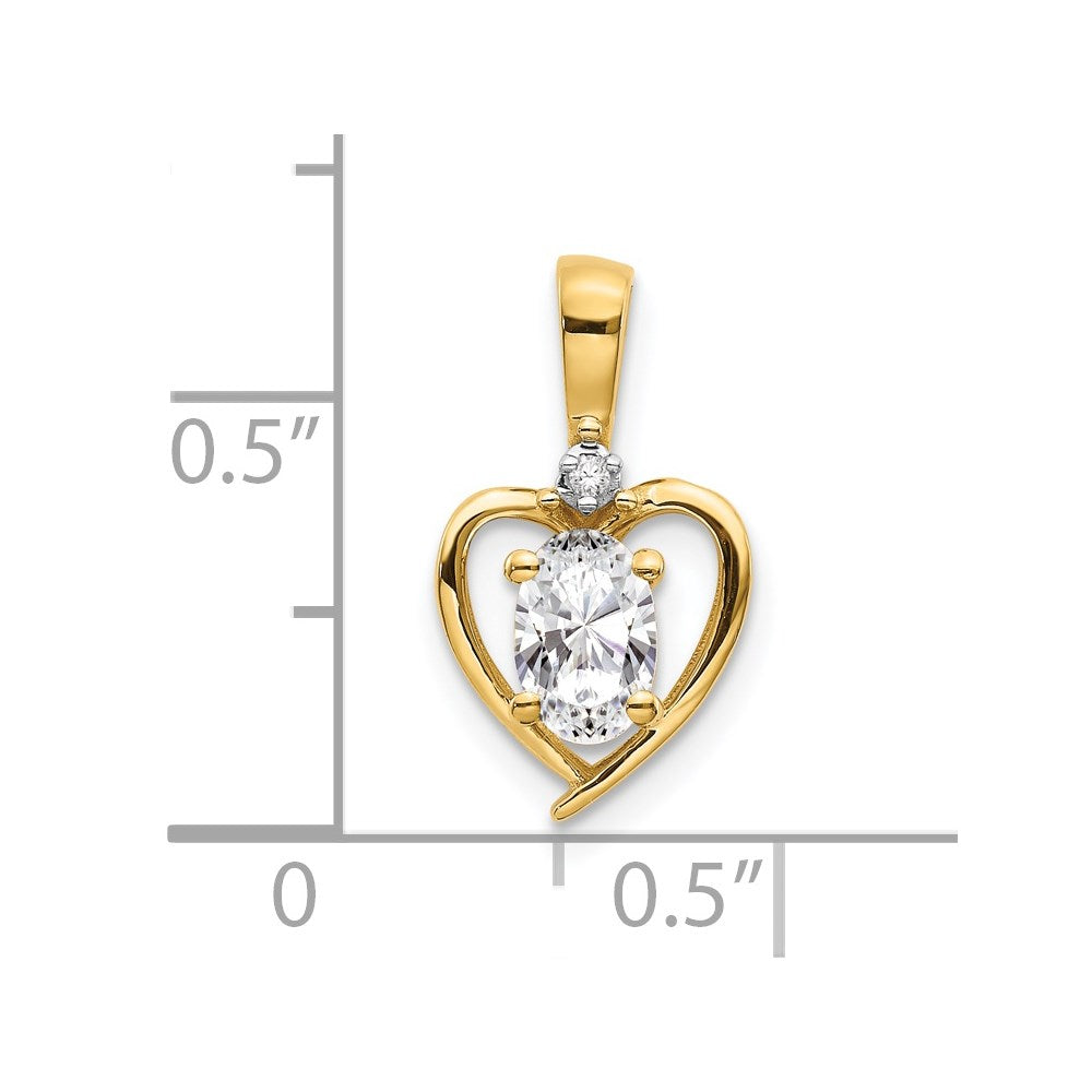14k White Topaz and Diamond Heart Pendant