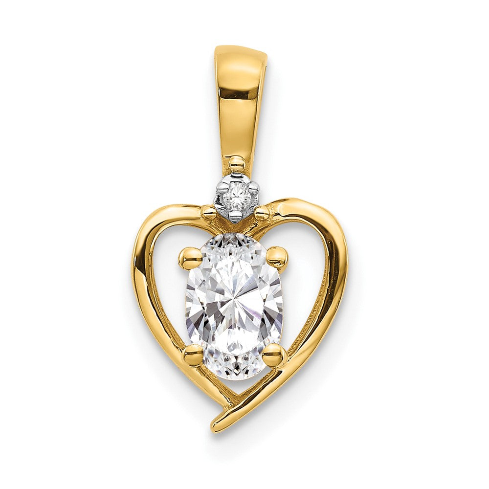 14k White Topaz and Diamond Heart Pendant