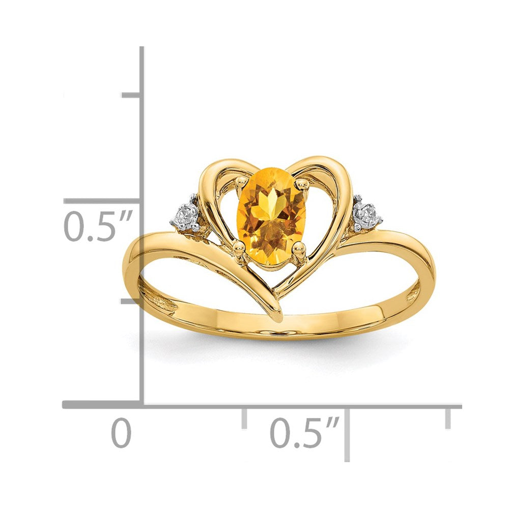 14k Citrine and Diamond Heart Ring