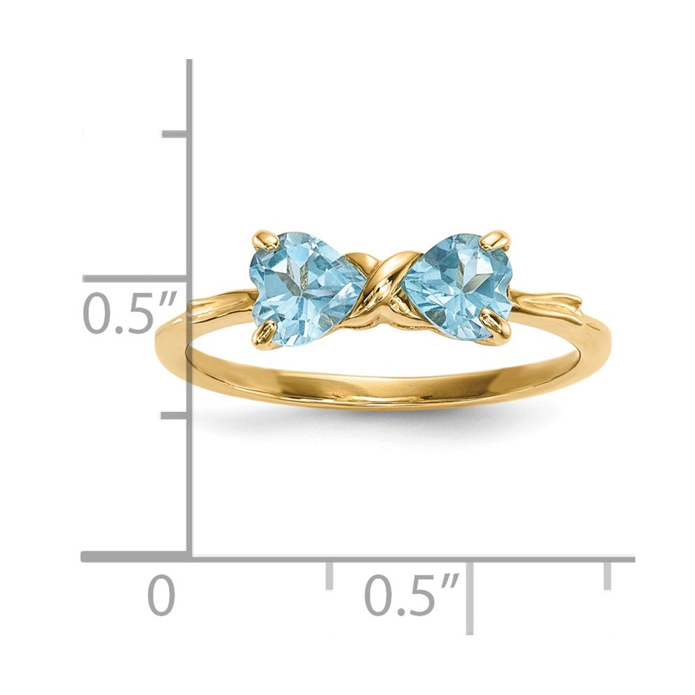 14k Gold Polished Light Swiss Blue Topaz Bow Ring