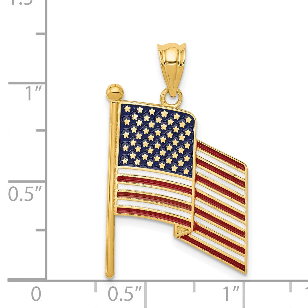 14k Enameled Flag Pendant
