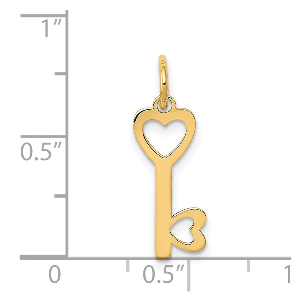 14K Polished Hearts Key Charm