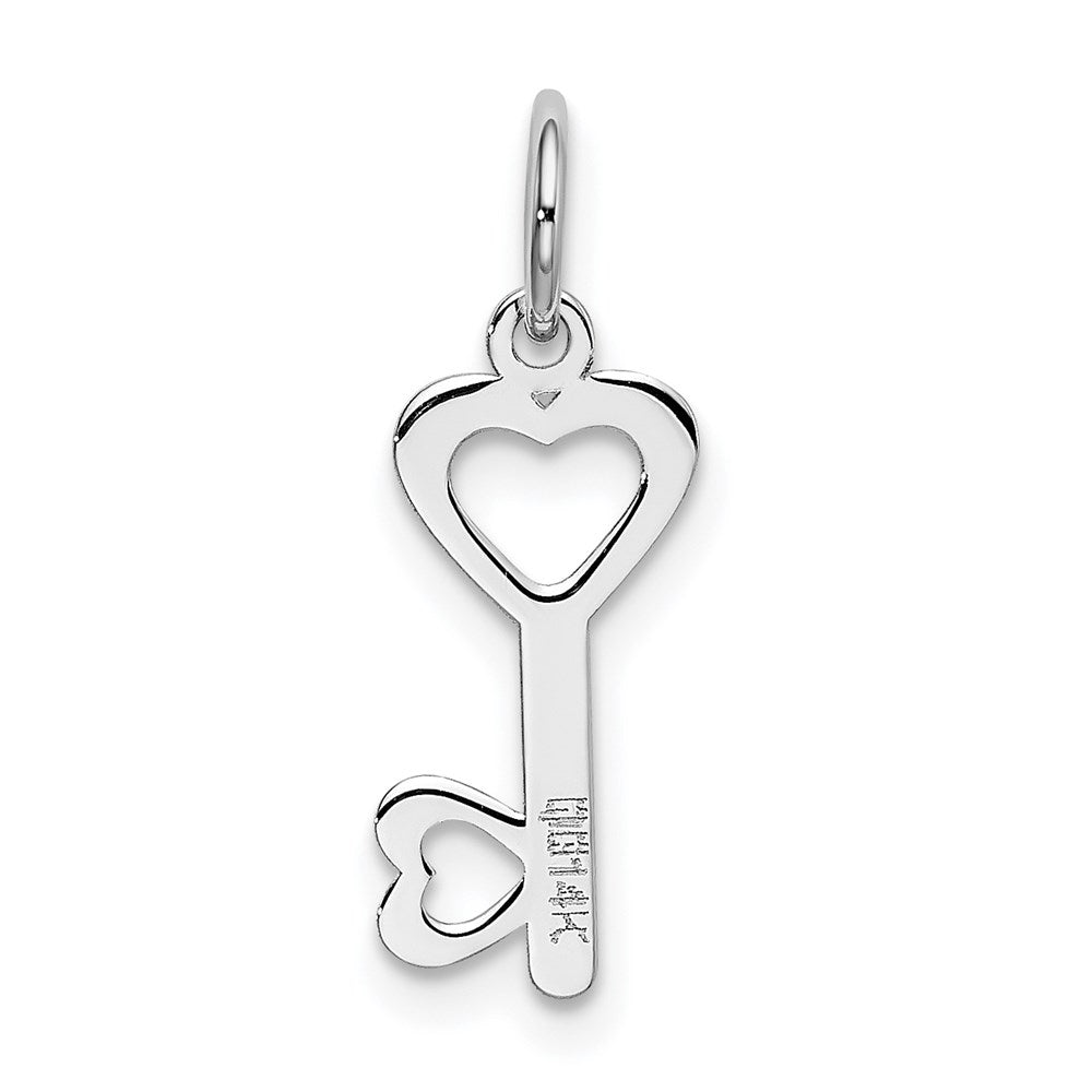 14k White Gold Heart-Shaped Key and Lock Charm