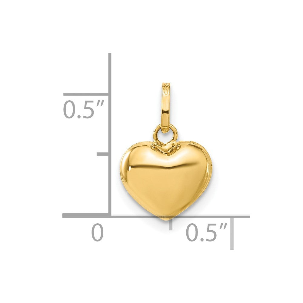 14K Polished 3-D Puffed Heart Pendant