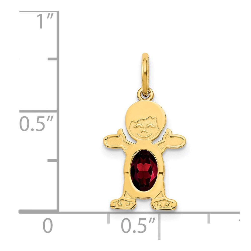 14K Boy 6x4 Oval Genuine Garnet-January