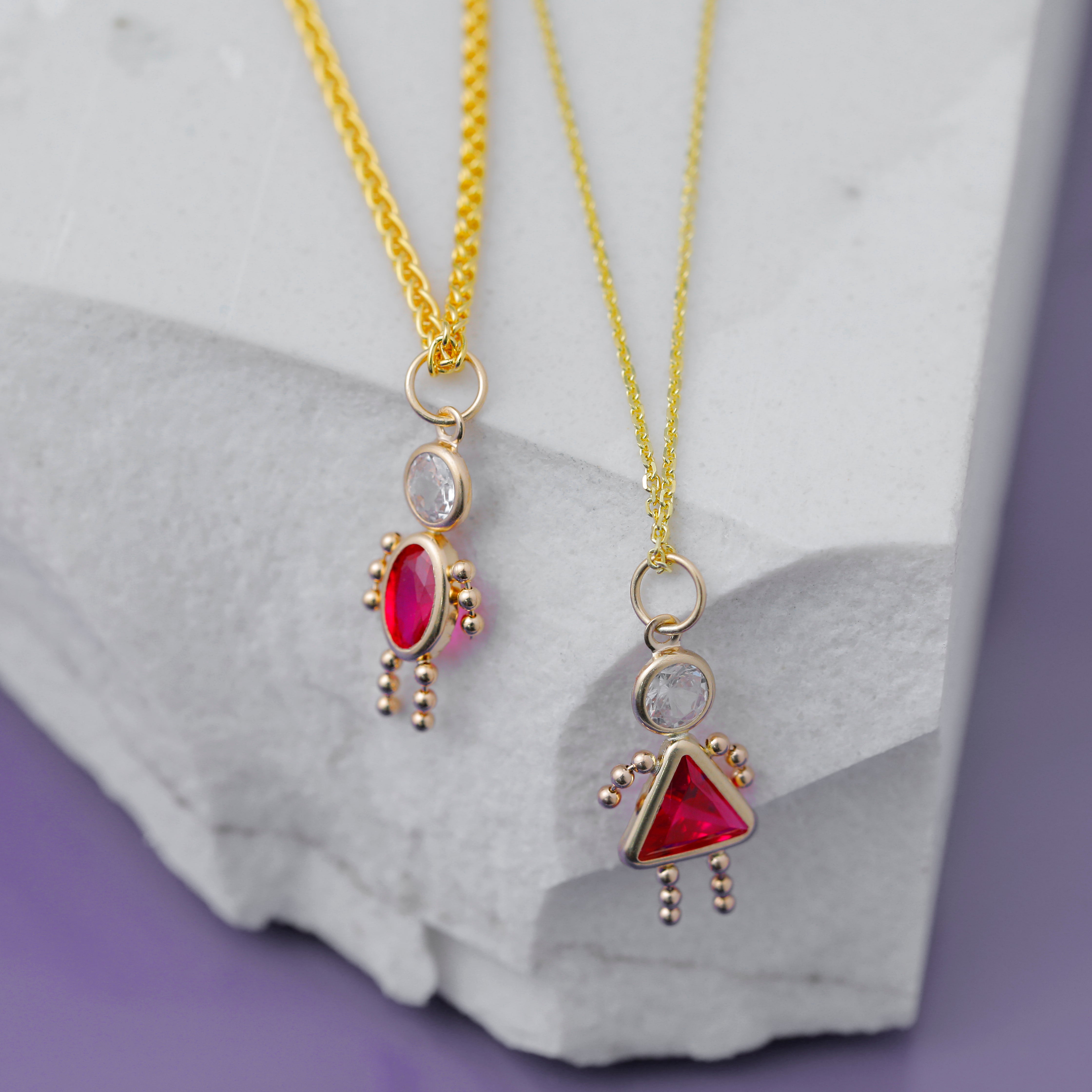 14k July Girl Birthstone Charm