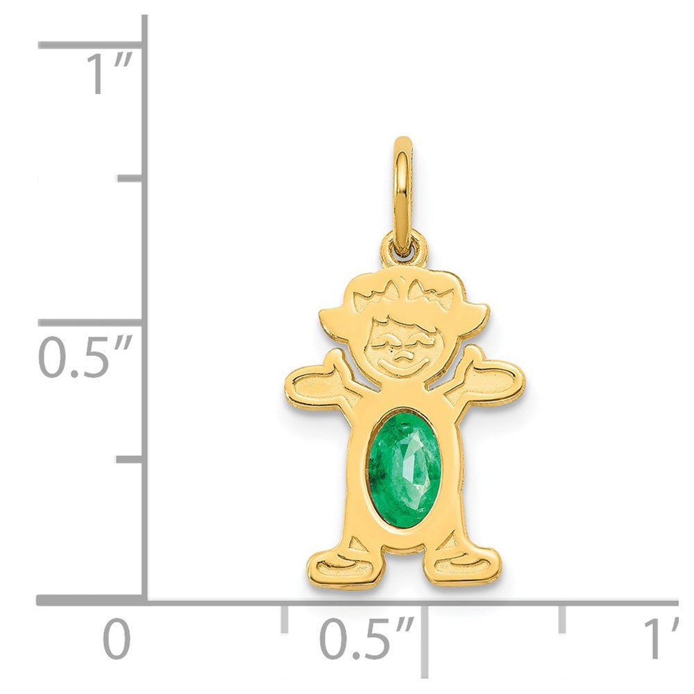 14K Girl 6x4 Oval Genuine Emerald-May