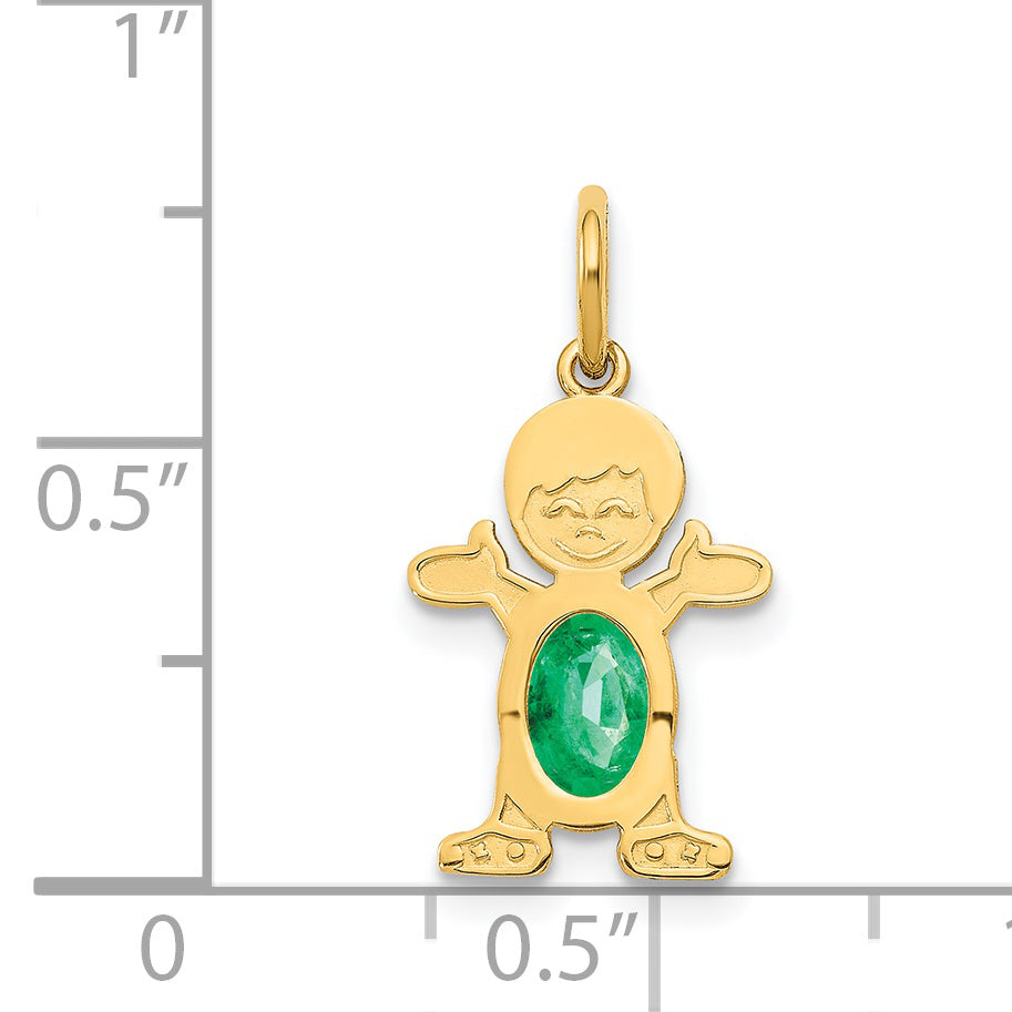 14K Boy 6x4 Oval Genuine Emerald-May