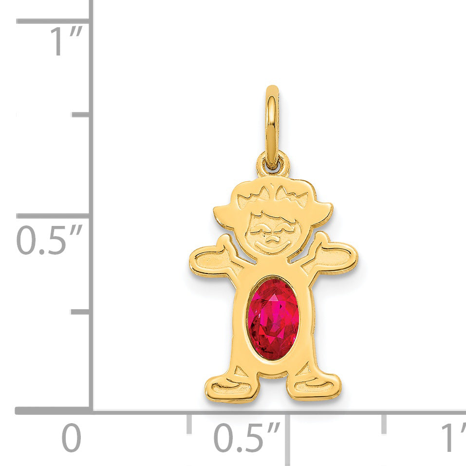14K Girl 6x4 Oval Genuine Ruby-July