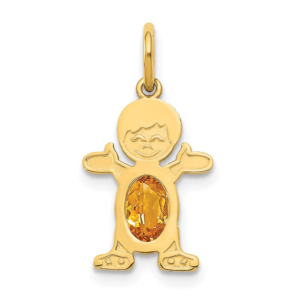 14K Boy 6x4 Oval Genuine Citrine-November