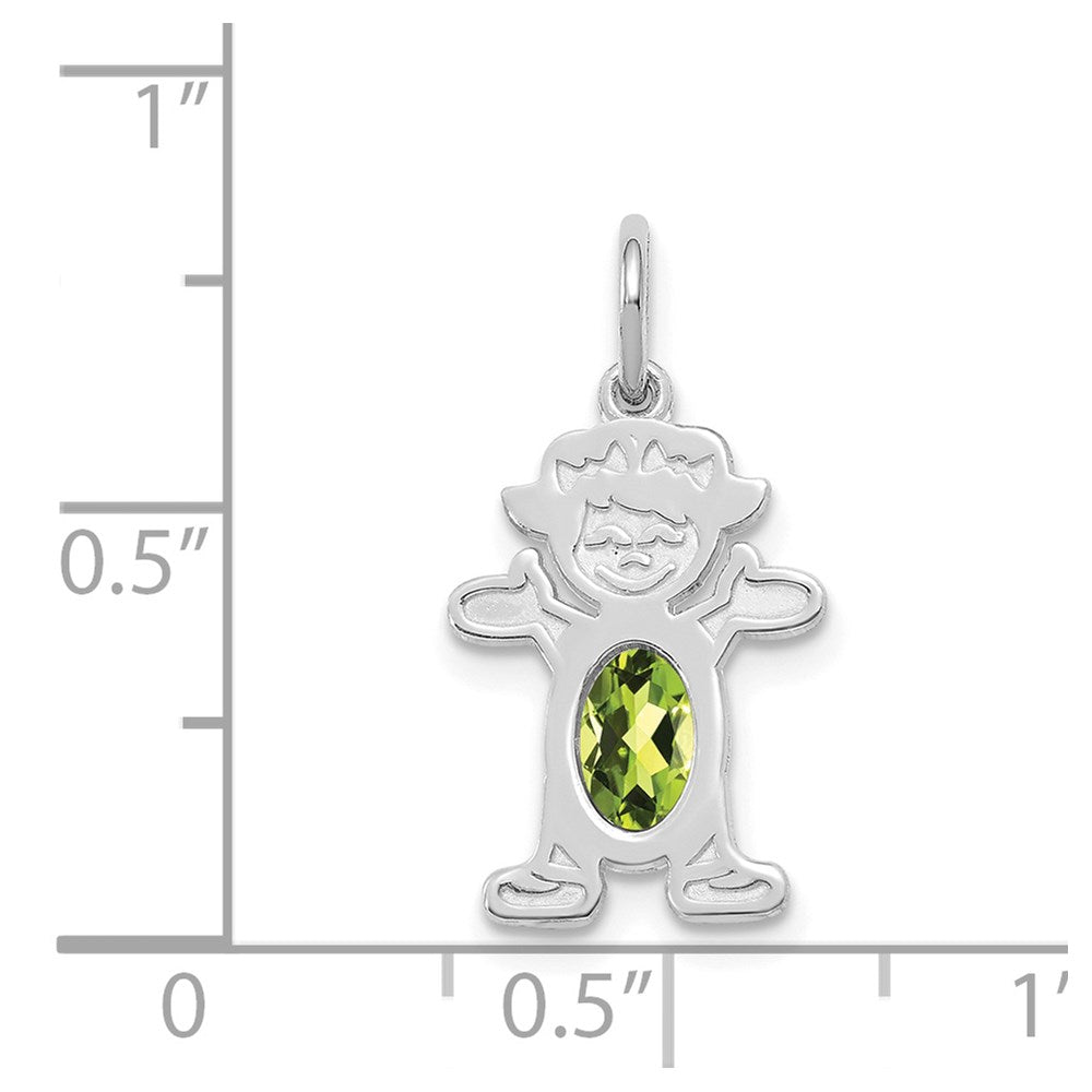 14K White Gold Girl 6x4 Oval Genuine Peridot-August