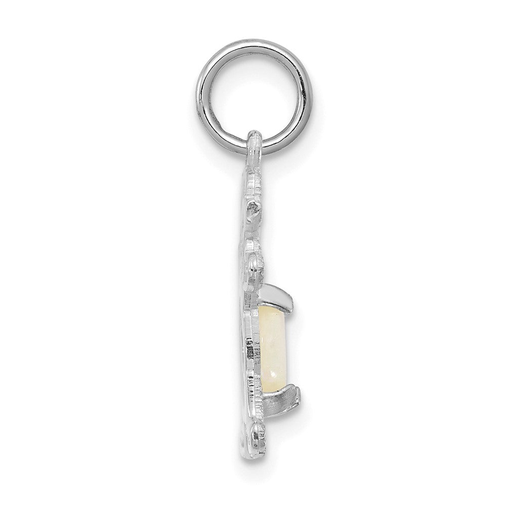 14K White Gold Girl 6x4 Oval Genuine Opal-October