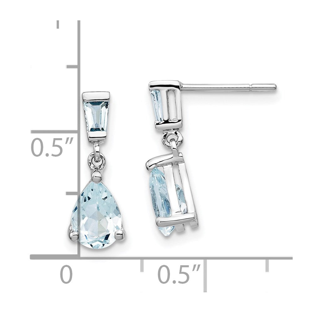 14k White Gold Aquamarine Dangle Earrings