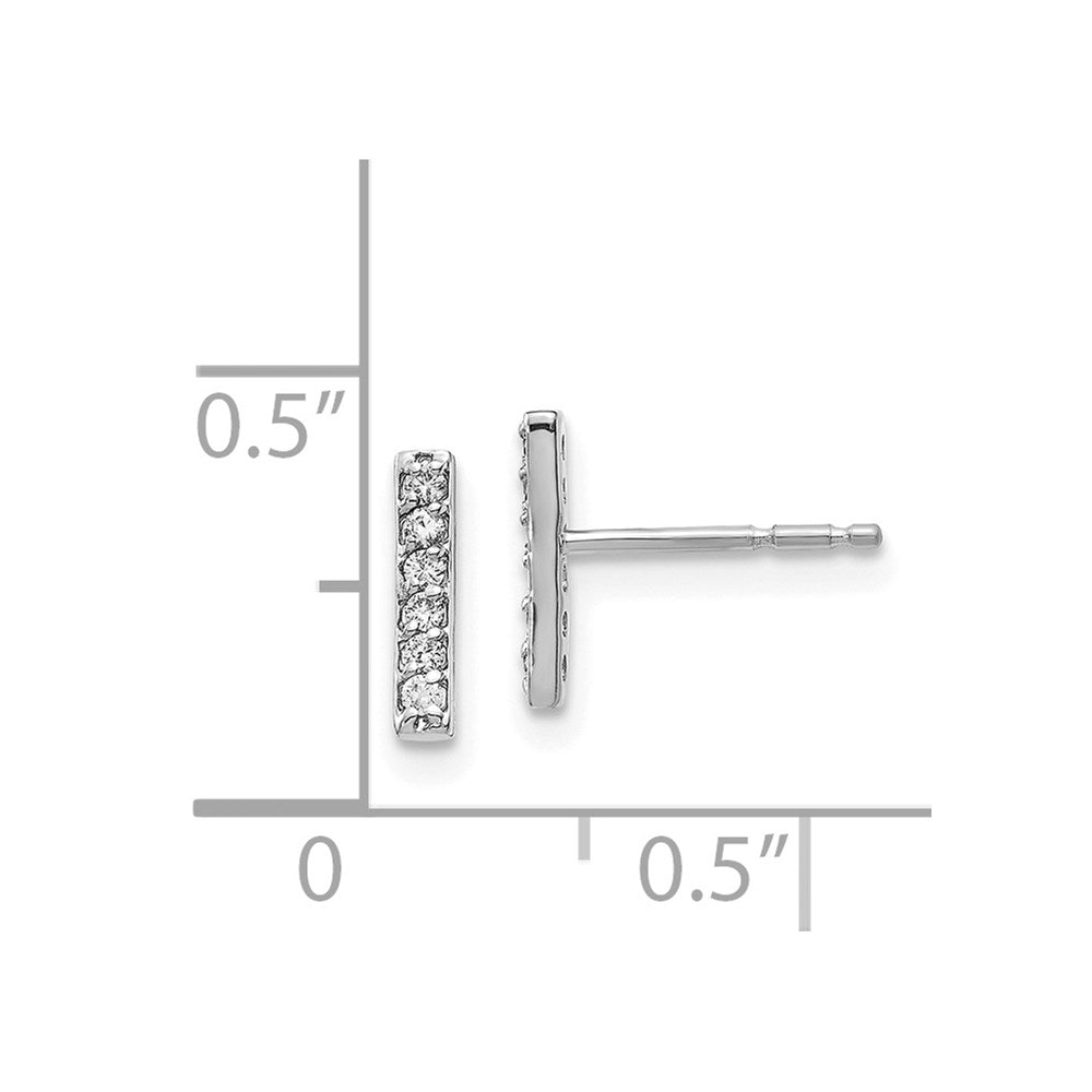 14k White Gold Diamond Bar Earrings
