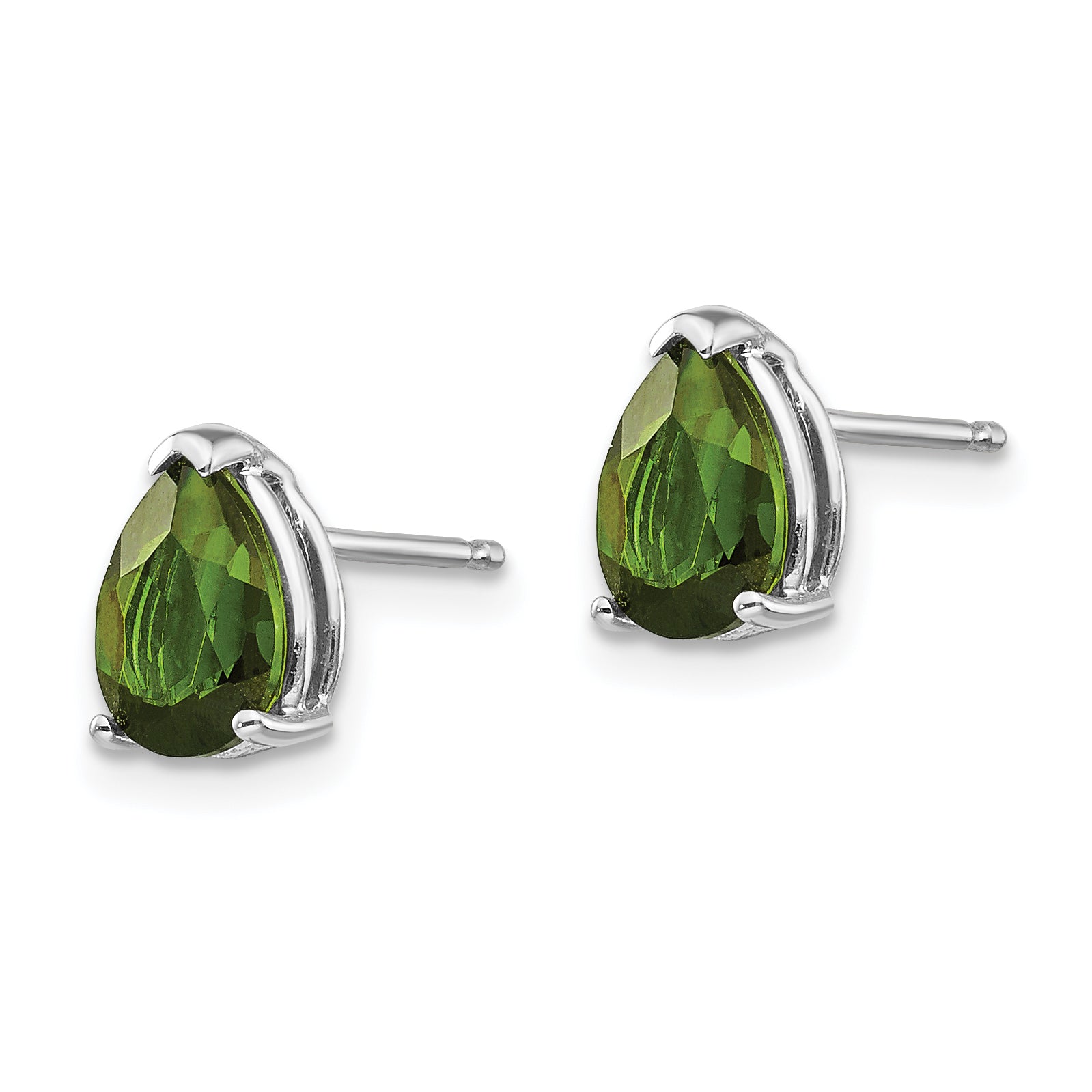 14K White Gold Green Tourmaline Earrings
