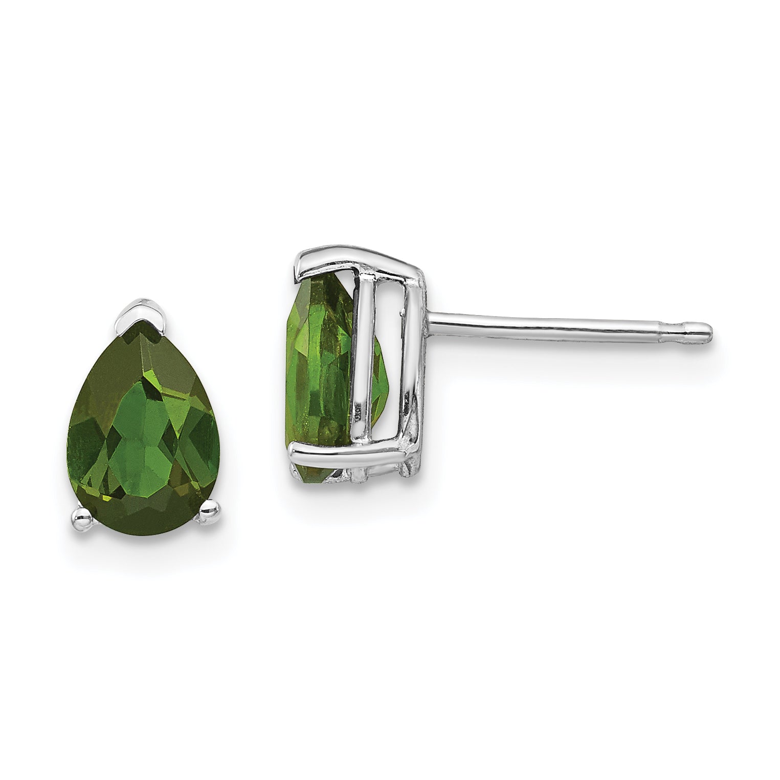 14K White Gold Green Tourmaline Earrings