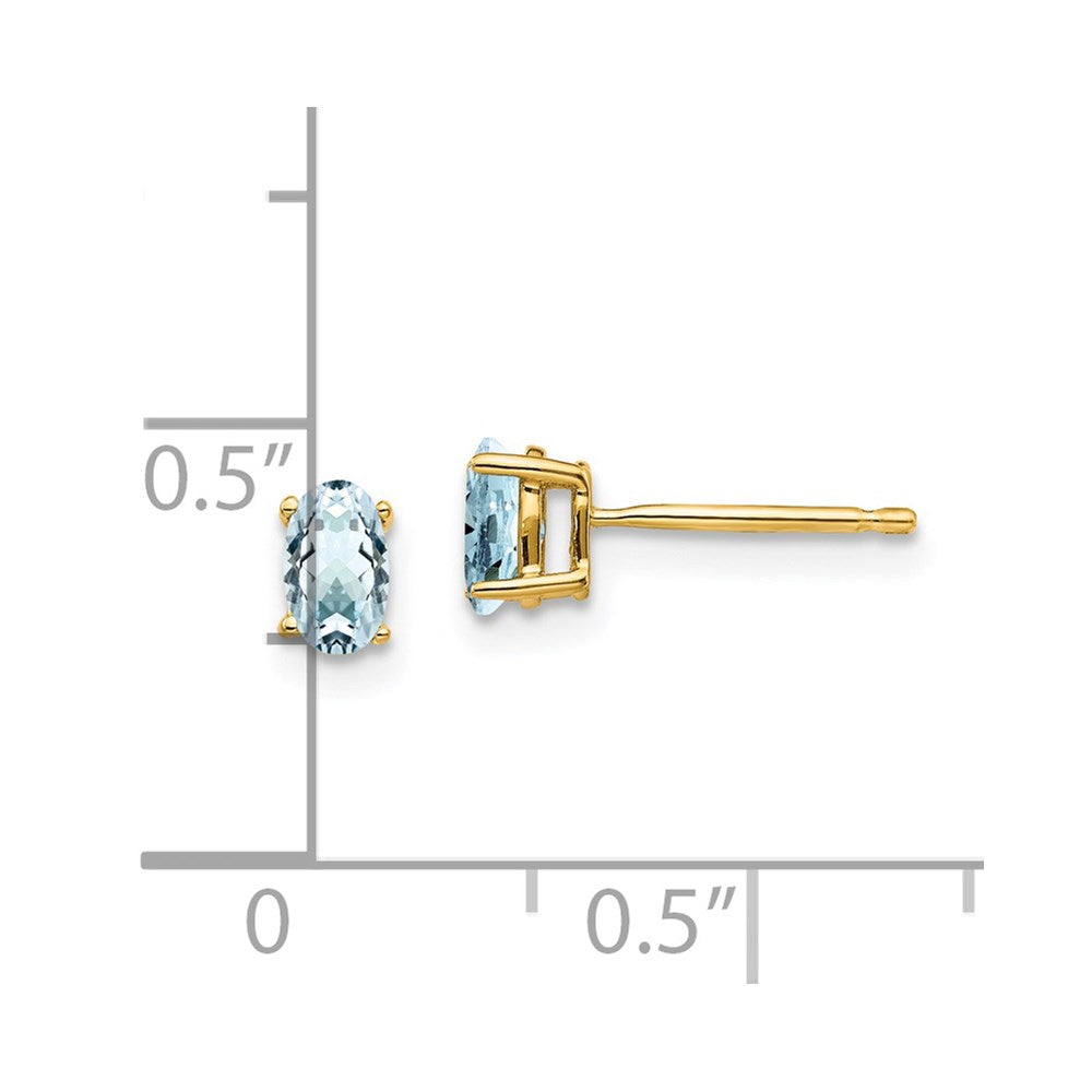 14k Aquamarine Post Earrings