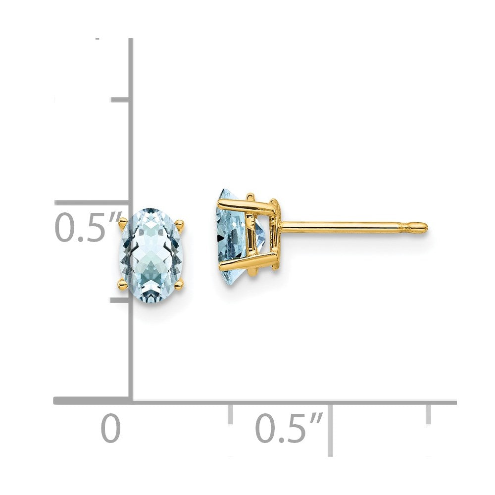 14k Aquamarine Post Earrings