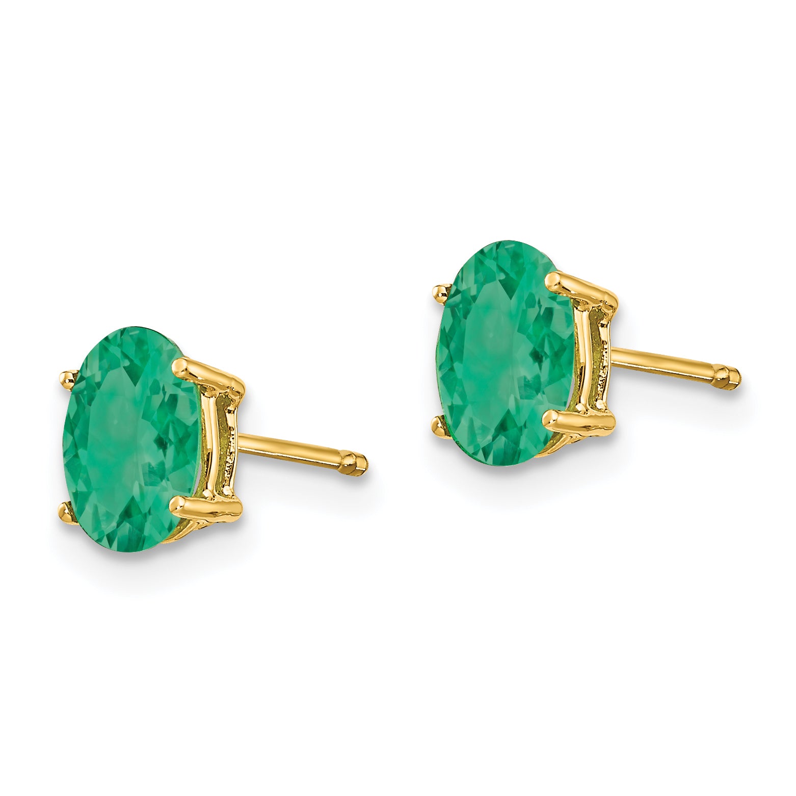 14K Emerald Post Earrings