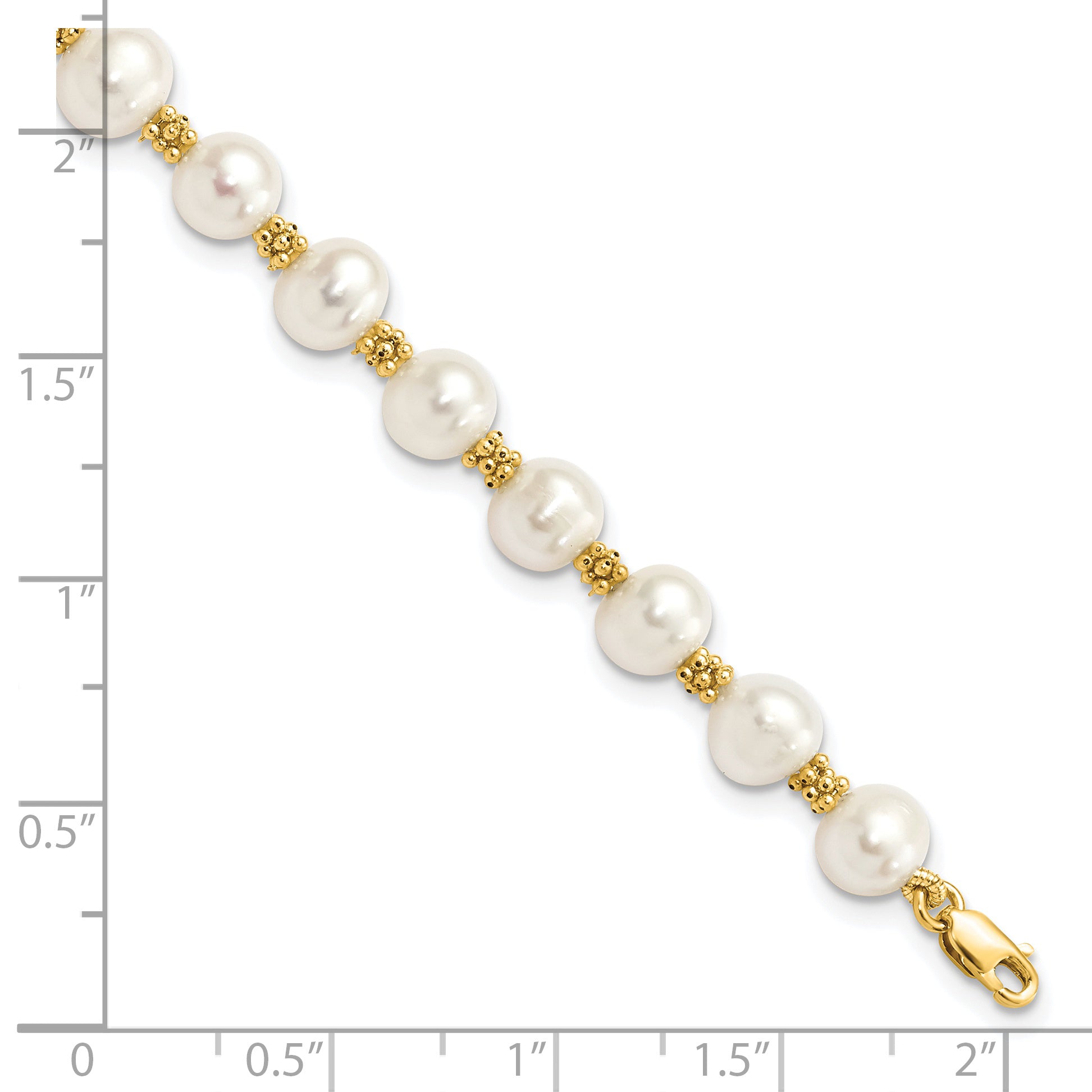 14k 6-7mm White Round Freshwater Cultured Pearl 7.25 inch Bracelet