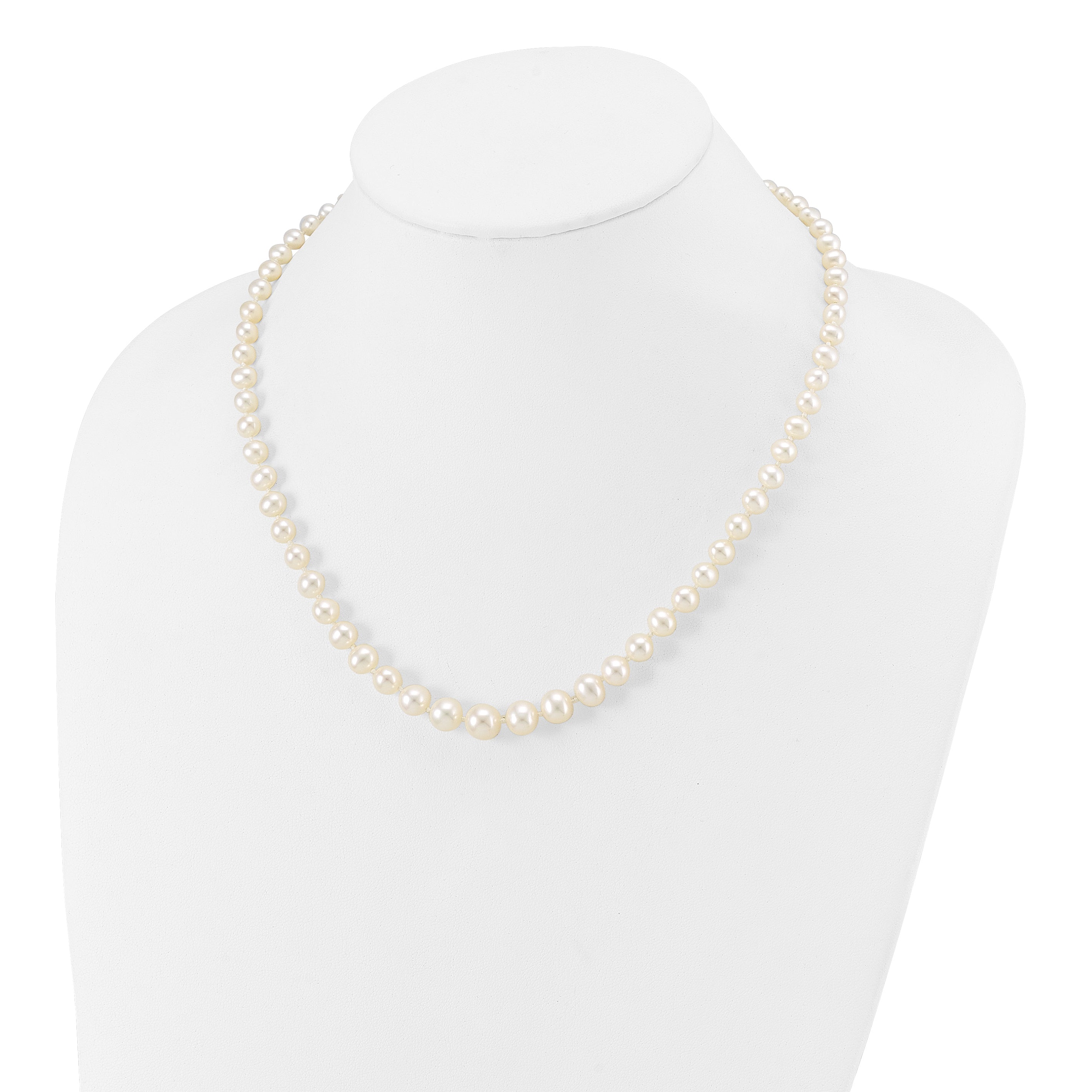 14k 4-8mm White Freshwater Cultured Pearl Graduated 18 inch Necklace