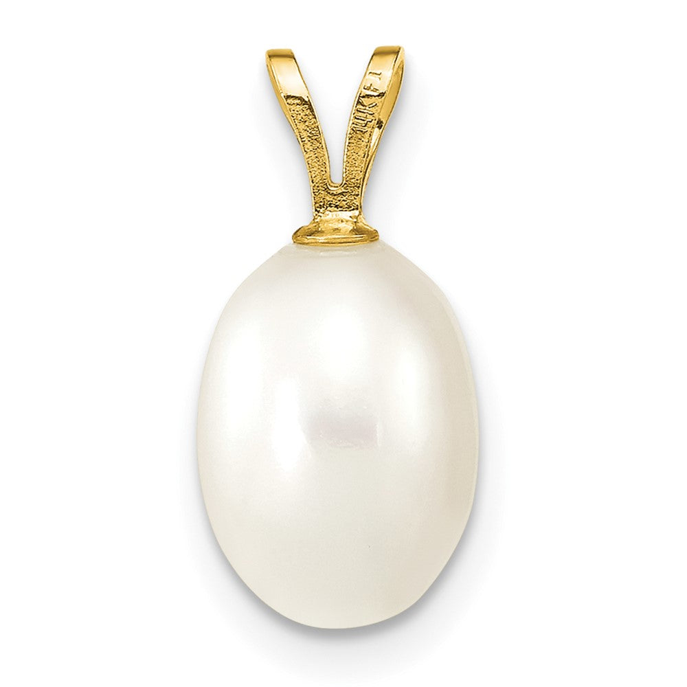 14K 7-8mm White Rice Freshwater Cultured Pearl Pendant