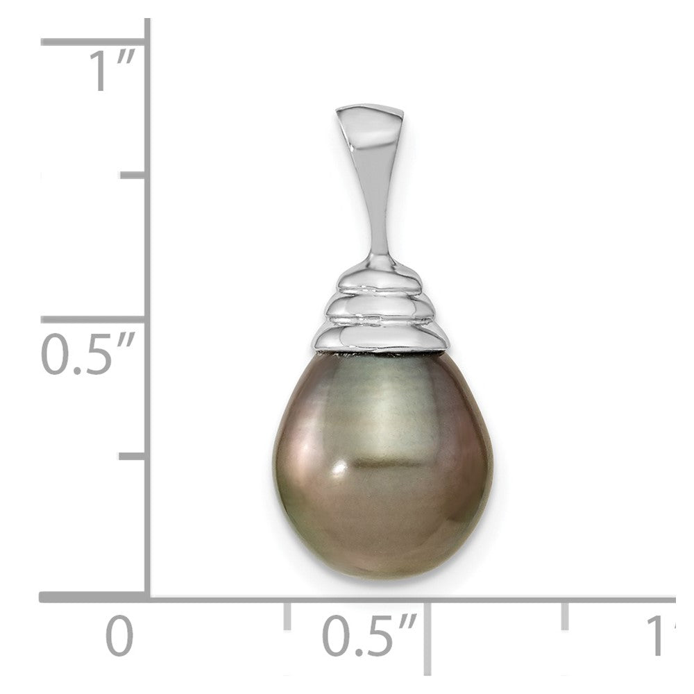 14k White Gold 10-11mm Teardrop Saltwater Cultured Tahitian Pearl Pendant