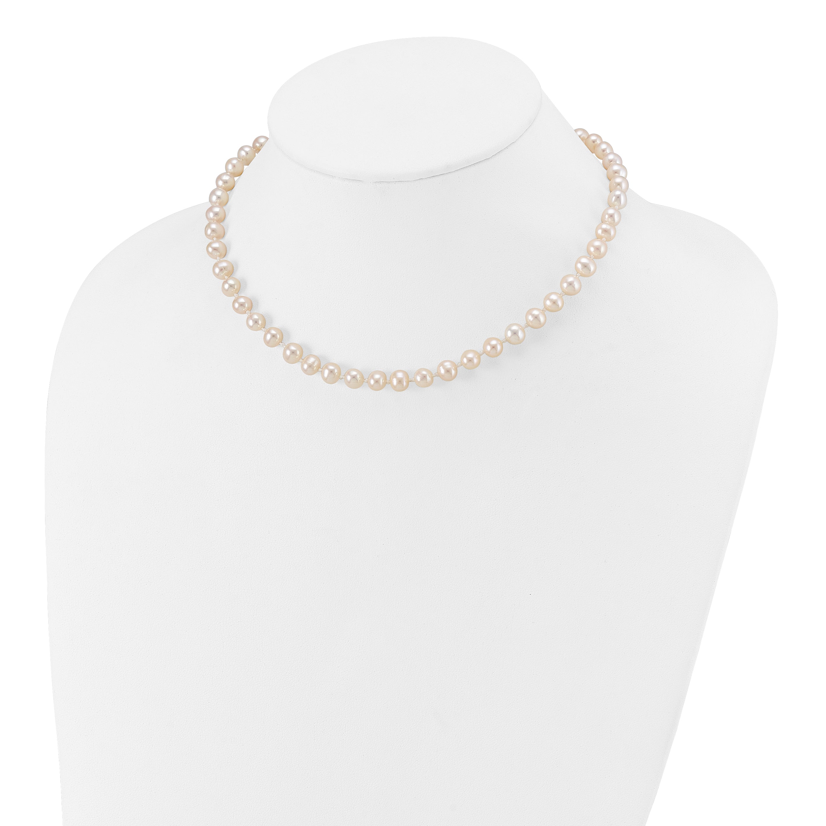 14k 6-7mm White Semi-Round Freshwater Cultured Pearl 14 inch Necklace