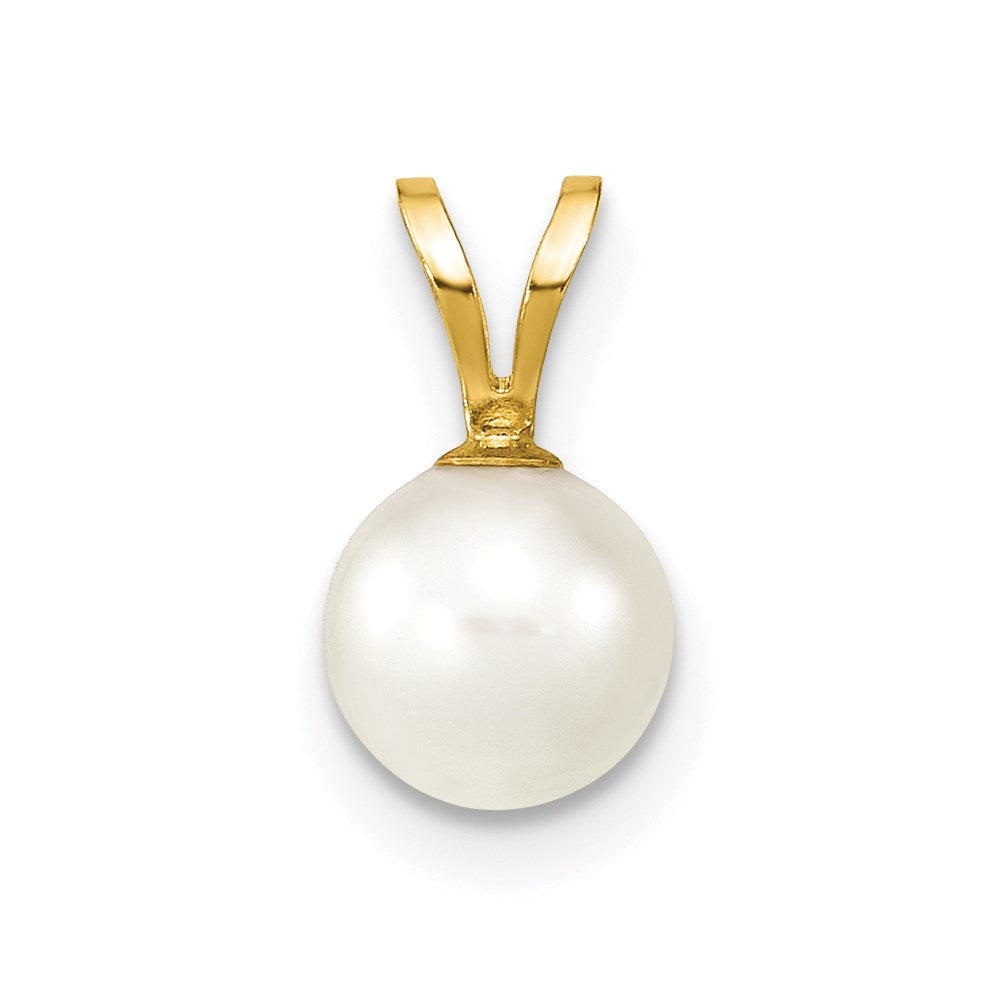 14k Gold 6-7mm White Saltwater Akoya Cultured Pearl Pendant
