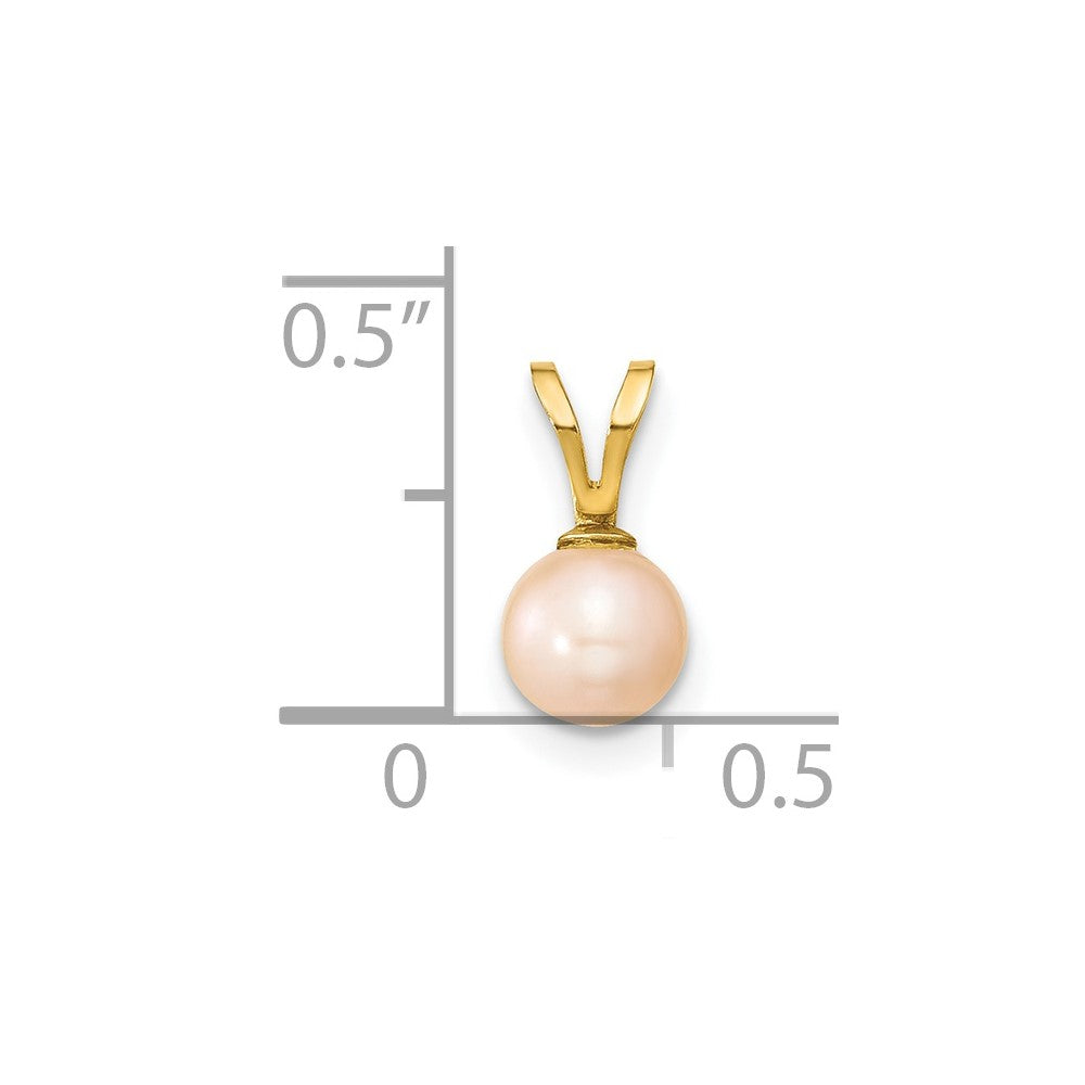 14k Gold 5-6mm Pink Round Pink Freshwater Cultured Pearl Pendant