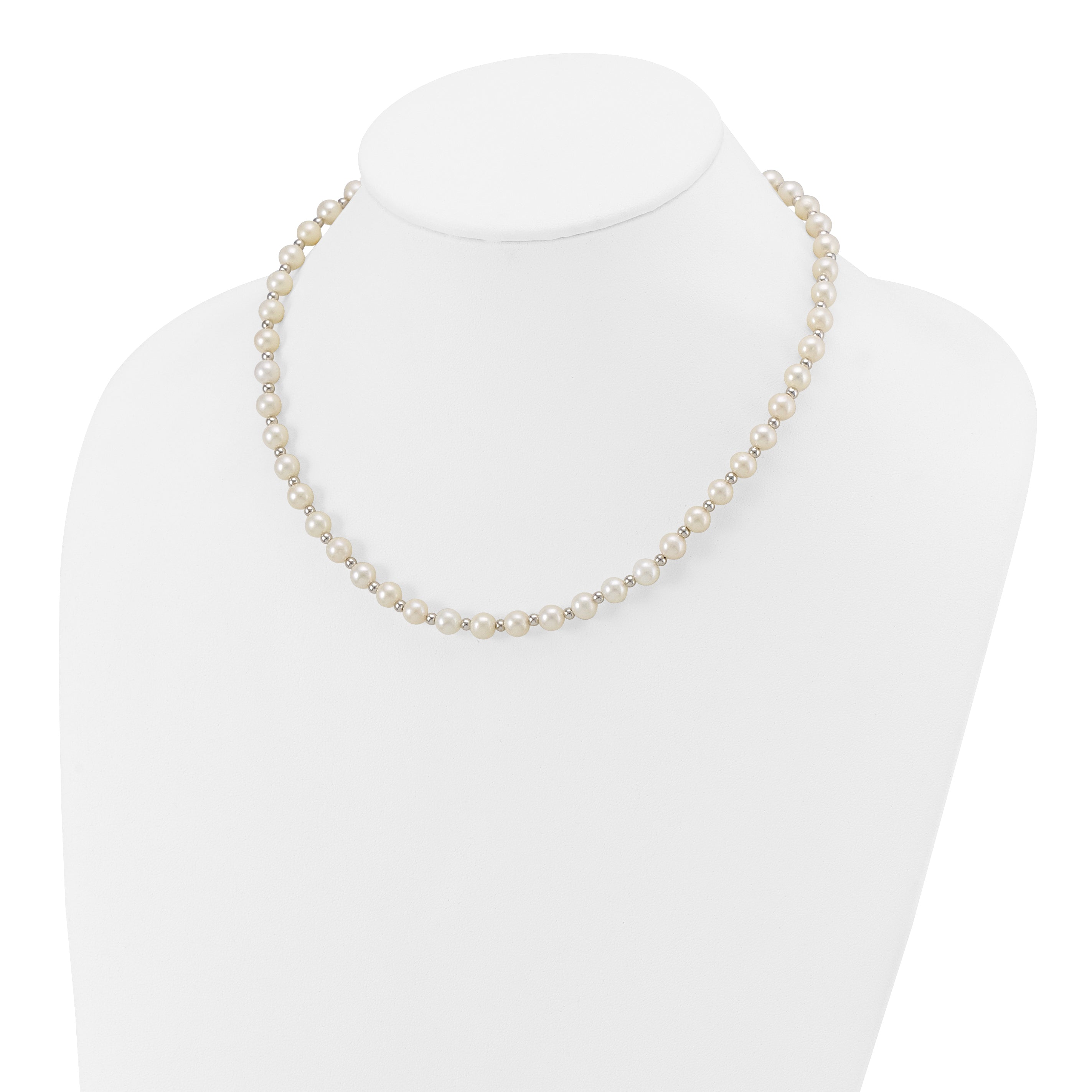 14K White Gold 6-7Mm White Near Round Fw Cultured Pearl Necklace