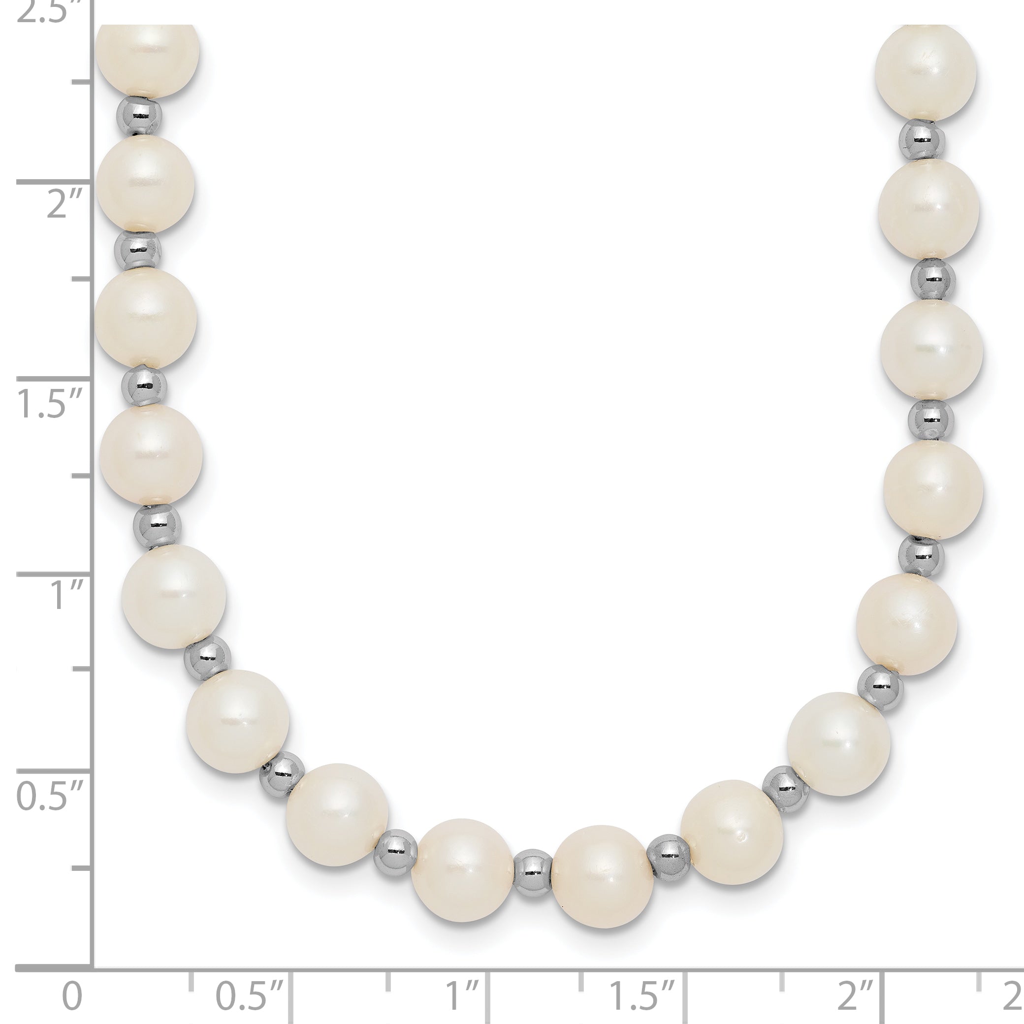 14K White Gold 6-7Mm White Near Round Fw Cultured Pearl Necklace
