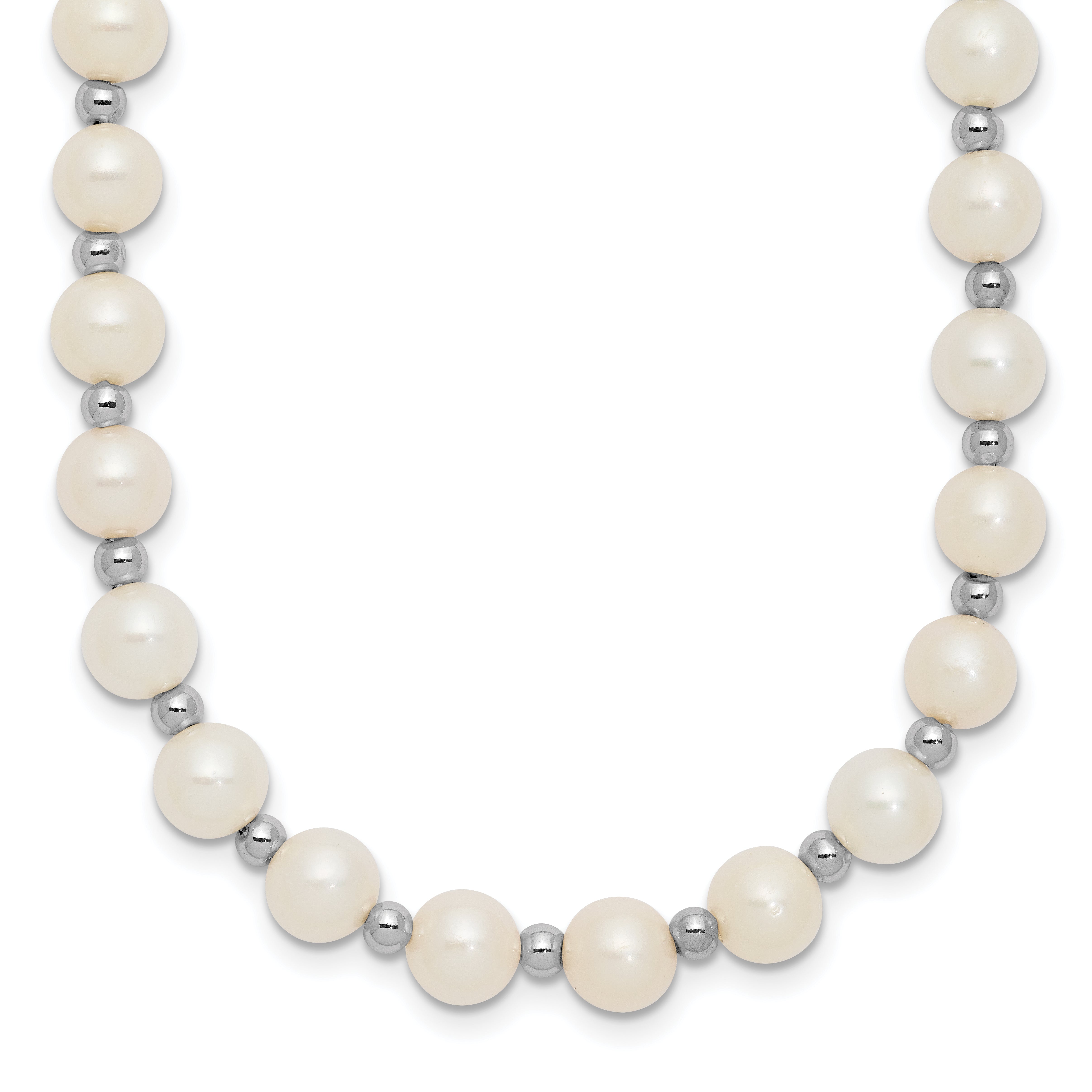 14K White Gold 6-7Mm White Near Round Fw Cultured Pearl Necklace