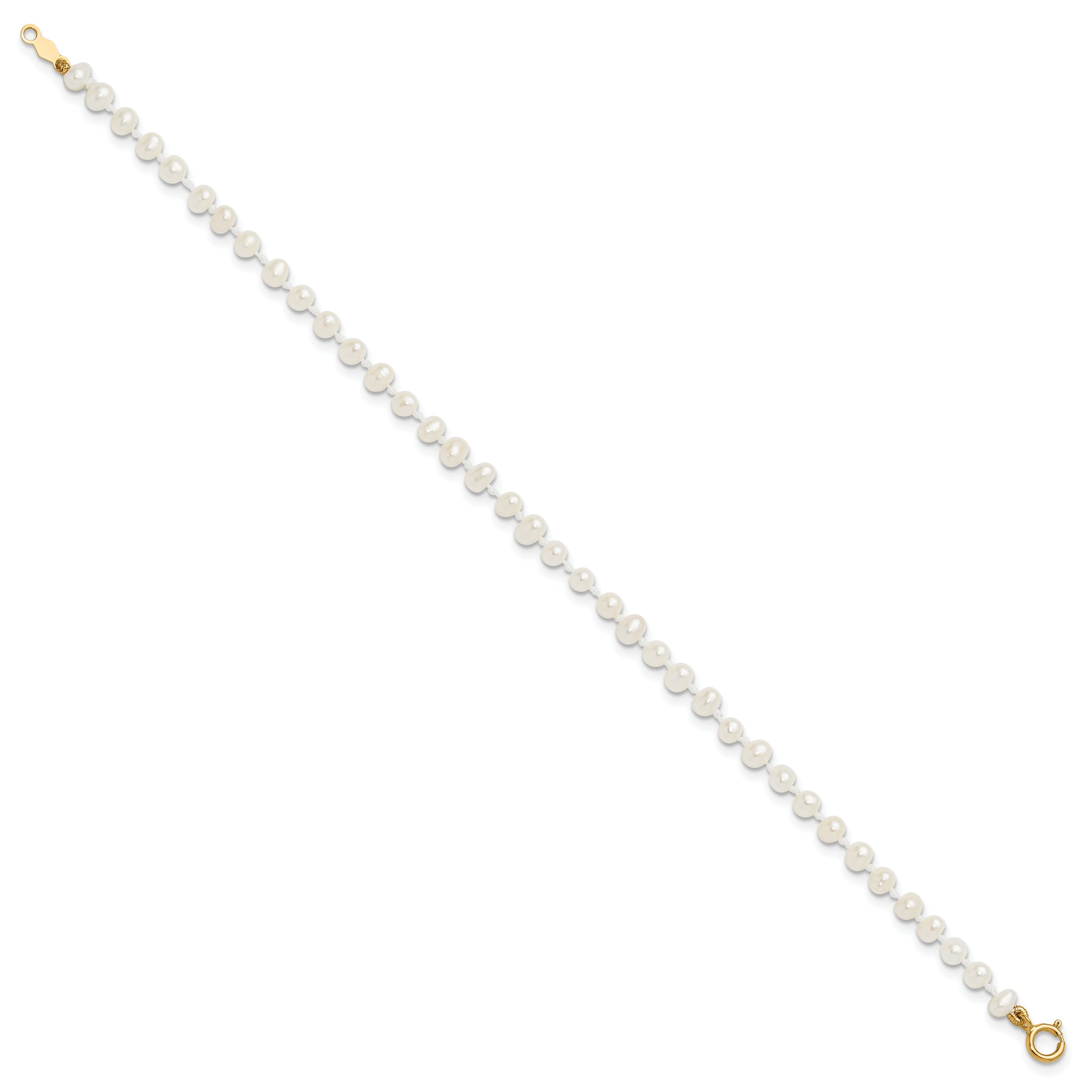 14k Madi K 3-4mm White Egg Shape Freshwater Cultured Pearl 6 inch Bracelet