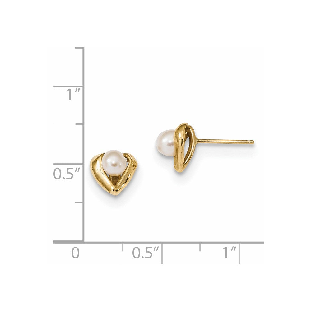 14k 4-5mm White Rice Freshwater Cultured Pearl Post Earrings