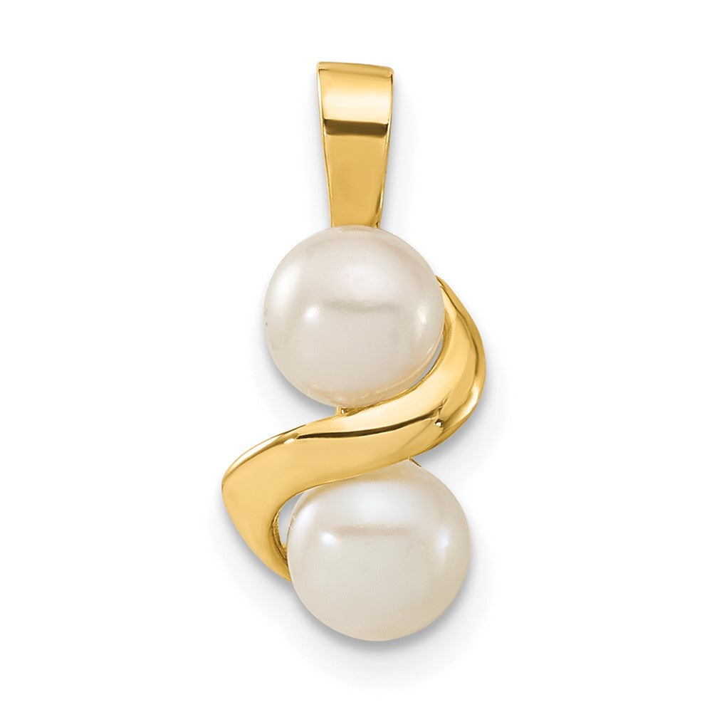 14k 5-6mm White Button FWC Pearl Earring and Pendant Set